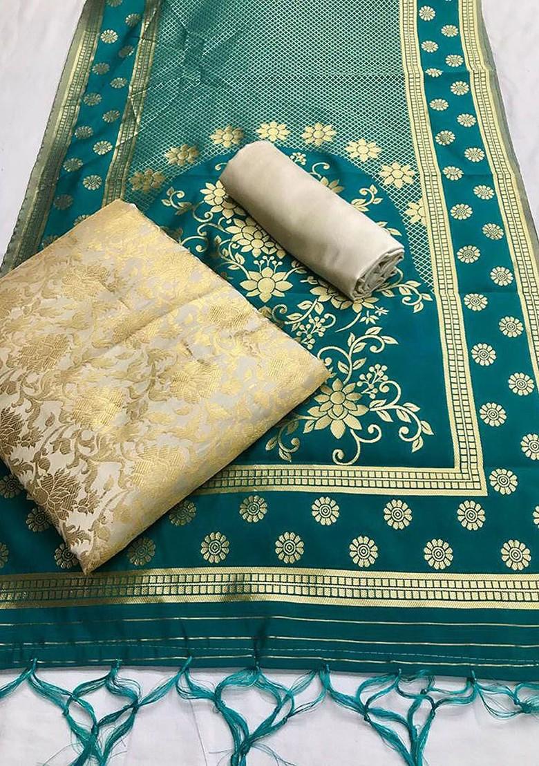 Cream Printed Silk Kurta Set