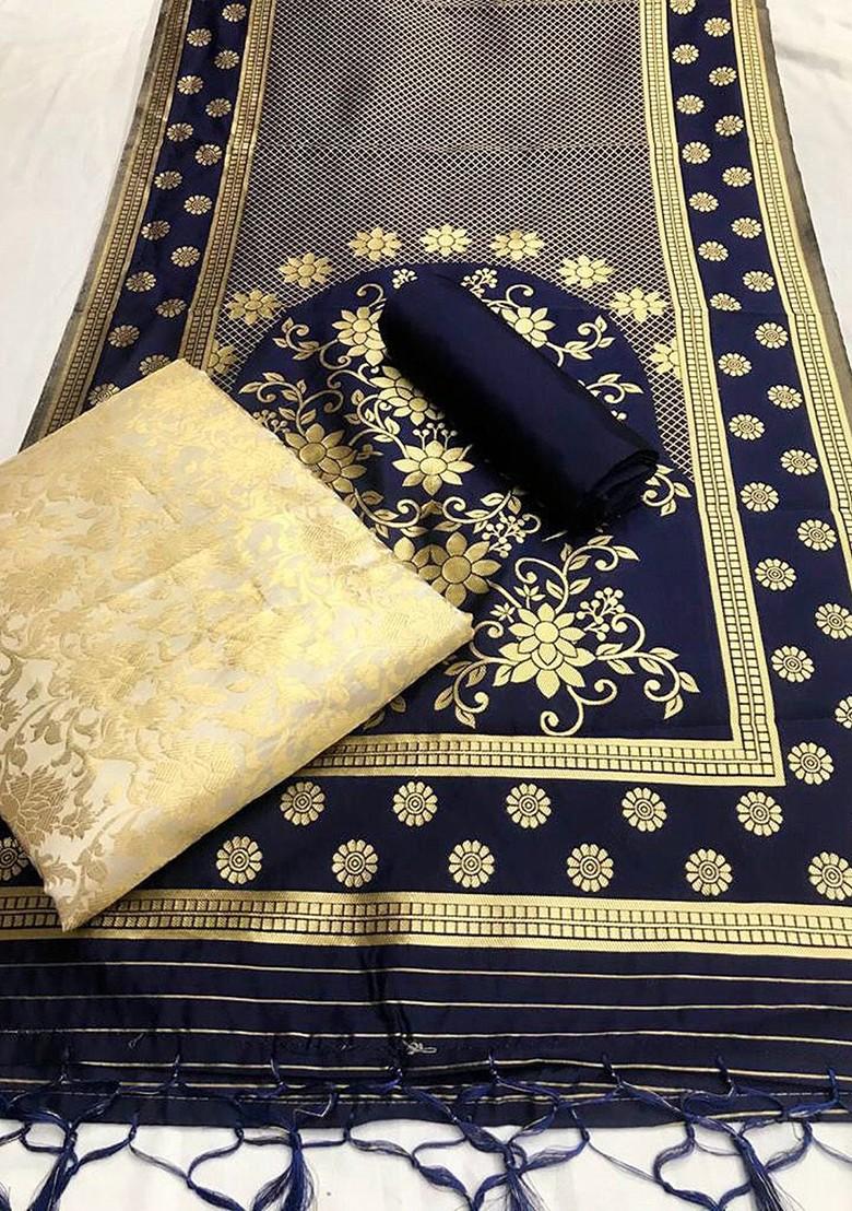 Cream Printed Silk Kurta Set