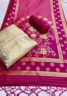 White Floral Print Silk Kurta Set