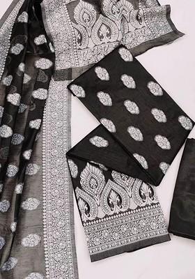 Black Ethnic Motifs Embroidery Poly Blend Kurta Set