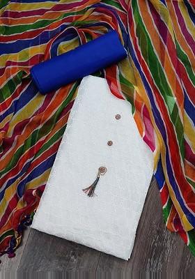 White Solid Cotton Kurta Set