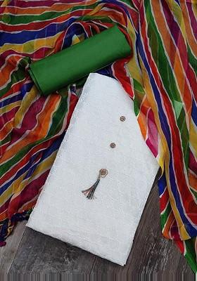 White Solid Cotton Kurta Set