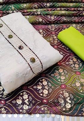 White Embroidered Cotton Kurta Set