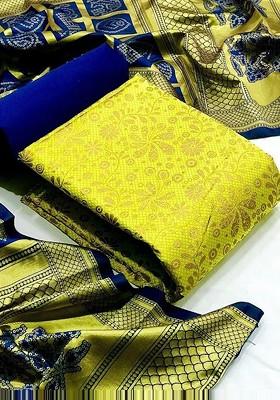 Green Woven Silk Kurta Set