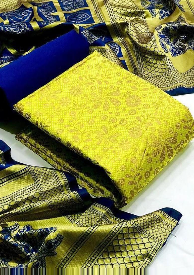 Green Woven Silk Kurta Set