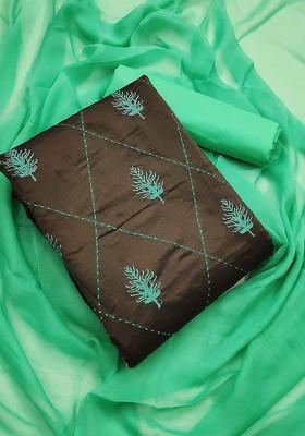 Black Floral Embroidered Chanderi Kurta Set