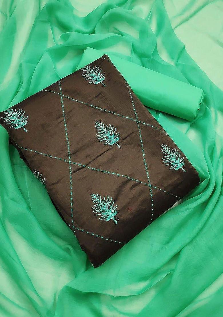 Black Floral Embroidered Chanderi Kurta Set