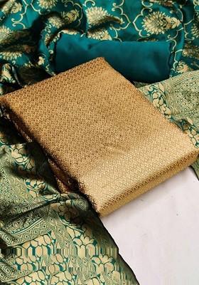 Golden Woven Silk Kurta Set