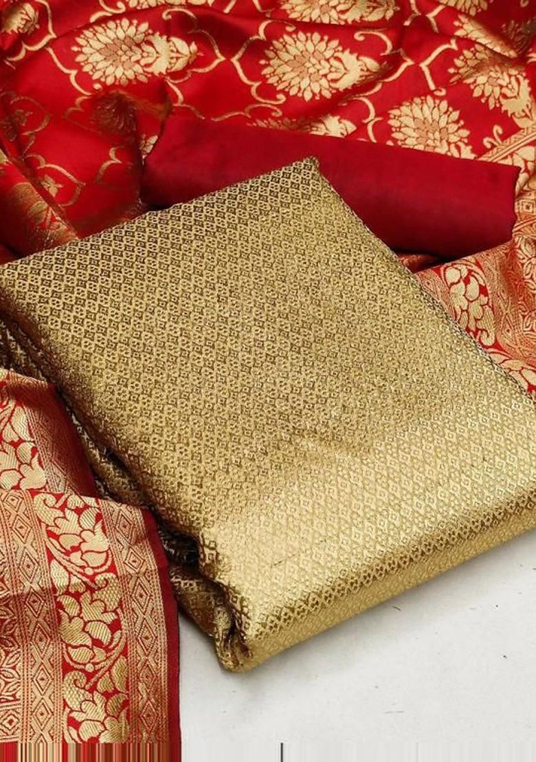 Golden Woven Silk Kurta Set
