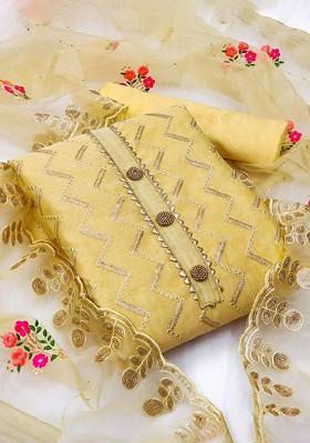 Yellow Embroidered Chanderi Kurta Set