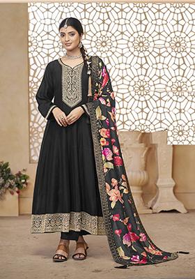 Black Embroidered Organza Kurta set