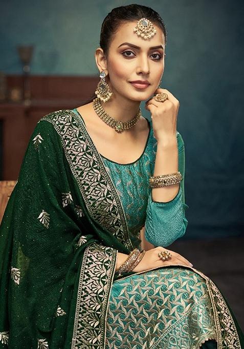 Green Zari Silk Kurta Set
