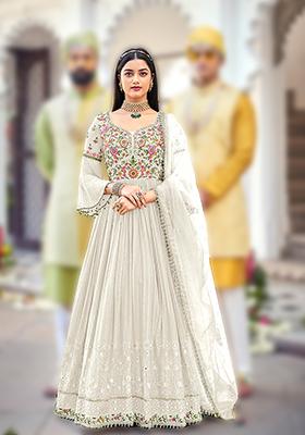 White Embroidered Georgette Kurta Set