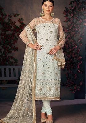 Green Embroidered Poly Blend Kurta Set