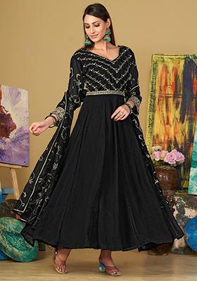 Black Embroidered Georgette Kurta Set