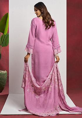 Pink Embroidered Organza Kurta Set