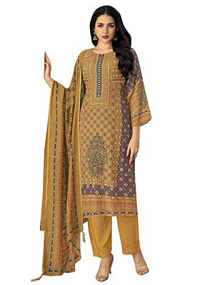 Multi Printed Muslin Dress Material