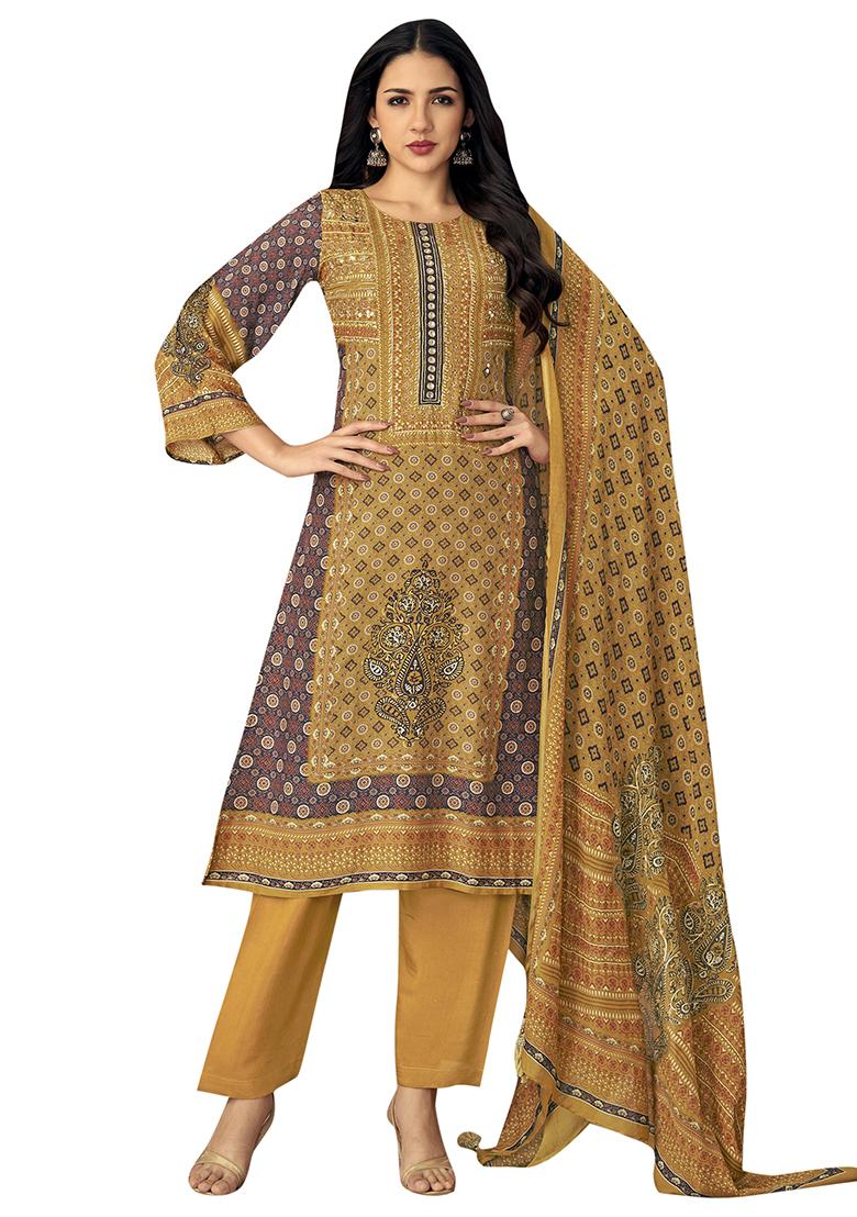 Multi Printed Muslin Dress Material