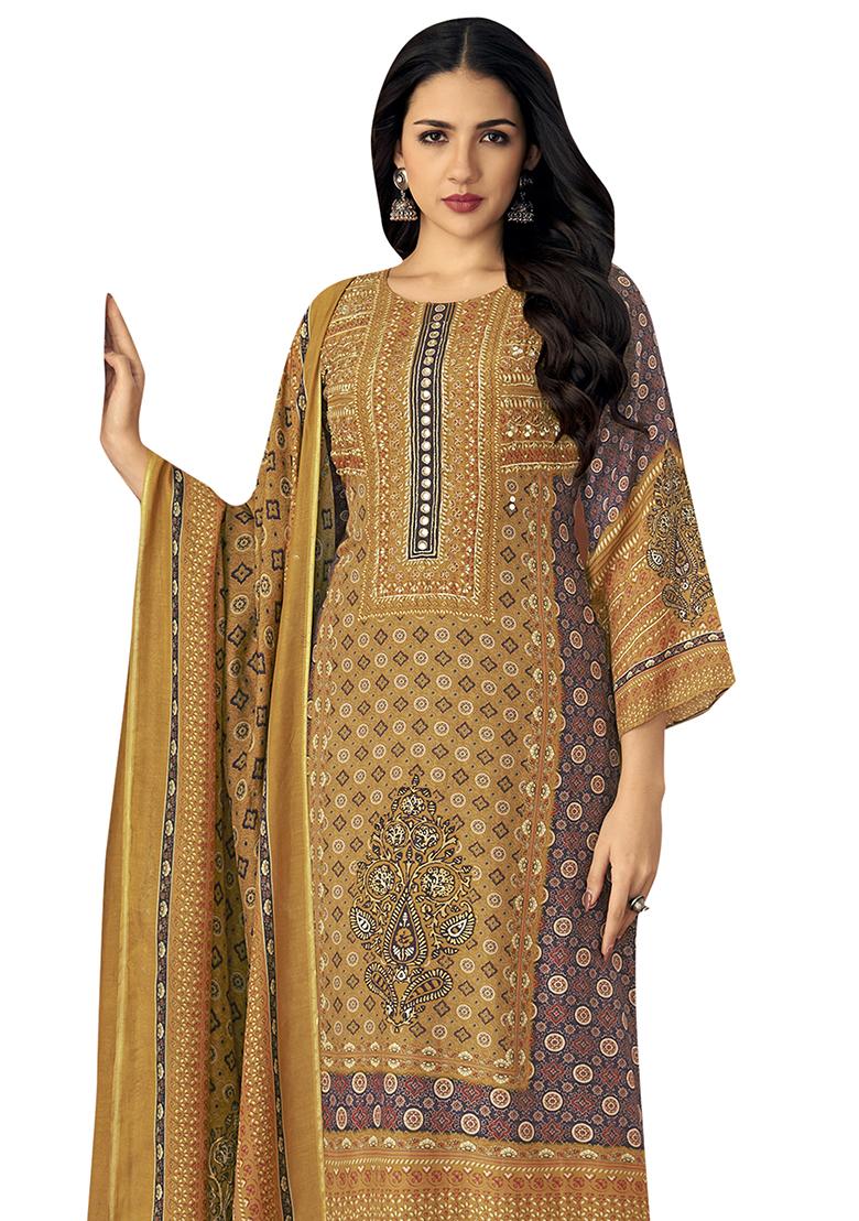 Multi Printed Muslin Dress Material