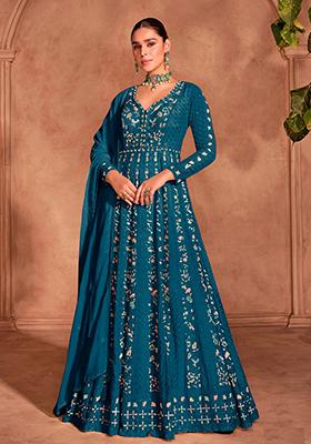 Green Embroidered Silk Salwar Kameez