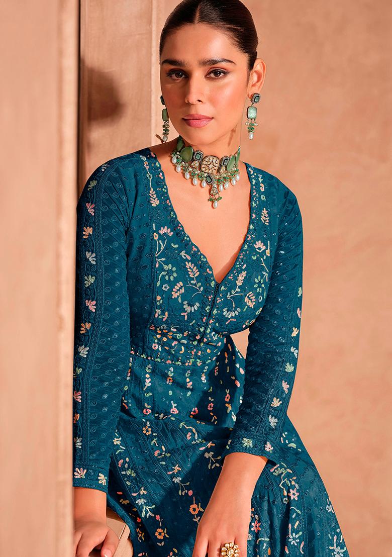Green Embroidered Silk Salwar Kameez