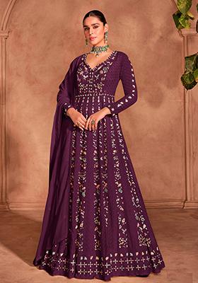 Purple Embroidered Silk Salwar Kameez