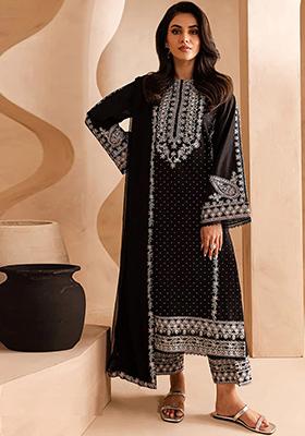 Black Embroidered Georgette Salwar Kameez
