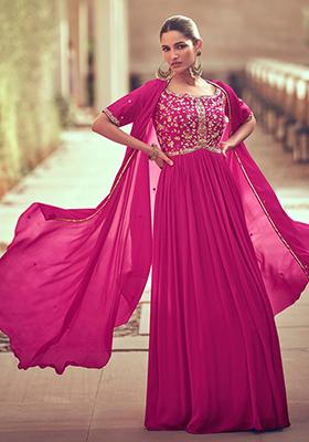 Pink Embroidered Chinnon Salwar Kameez