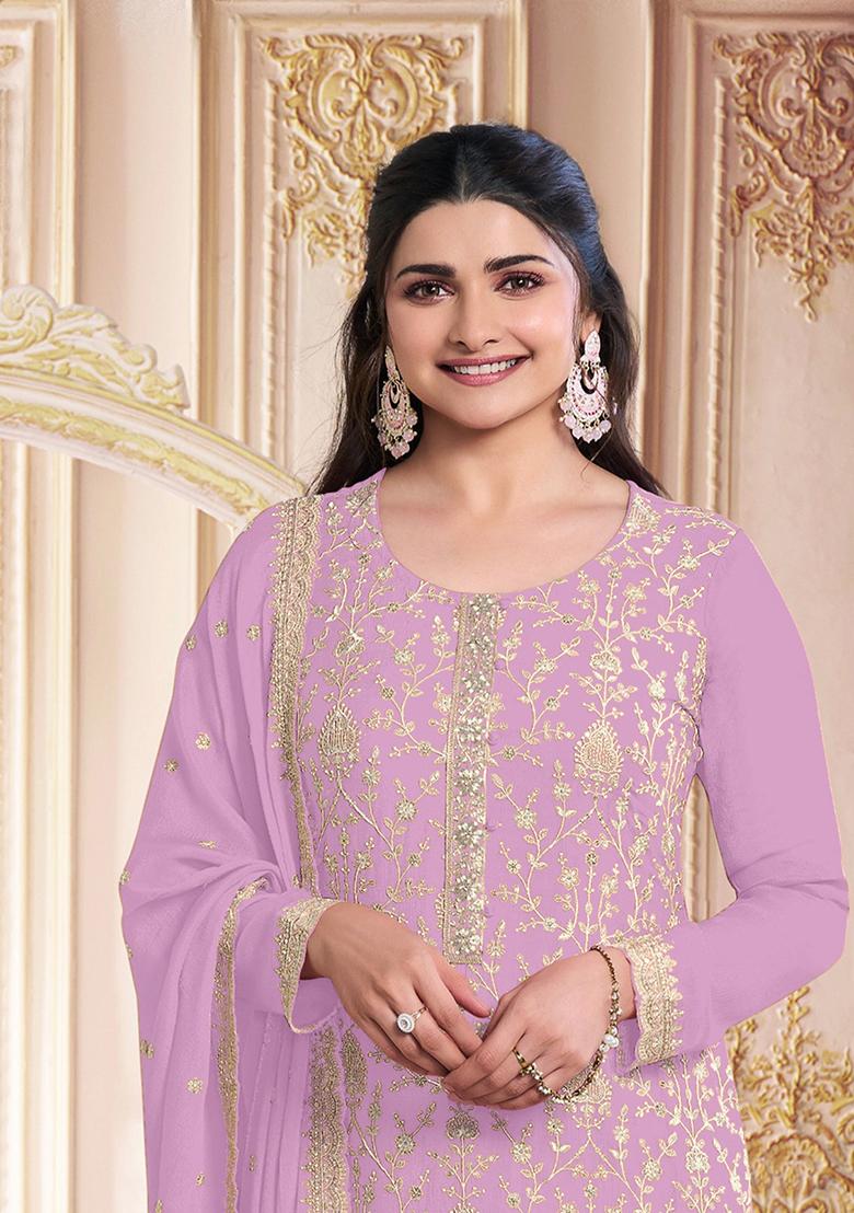 Pink Embroidered Georgette Salwar Kameez