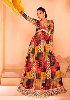 Multi Embroidered Georgette Anarkali set