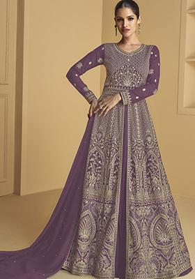 Mauve Embroidered Georgette Anarkali set