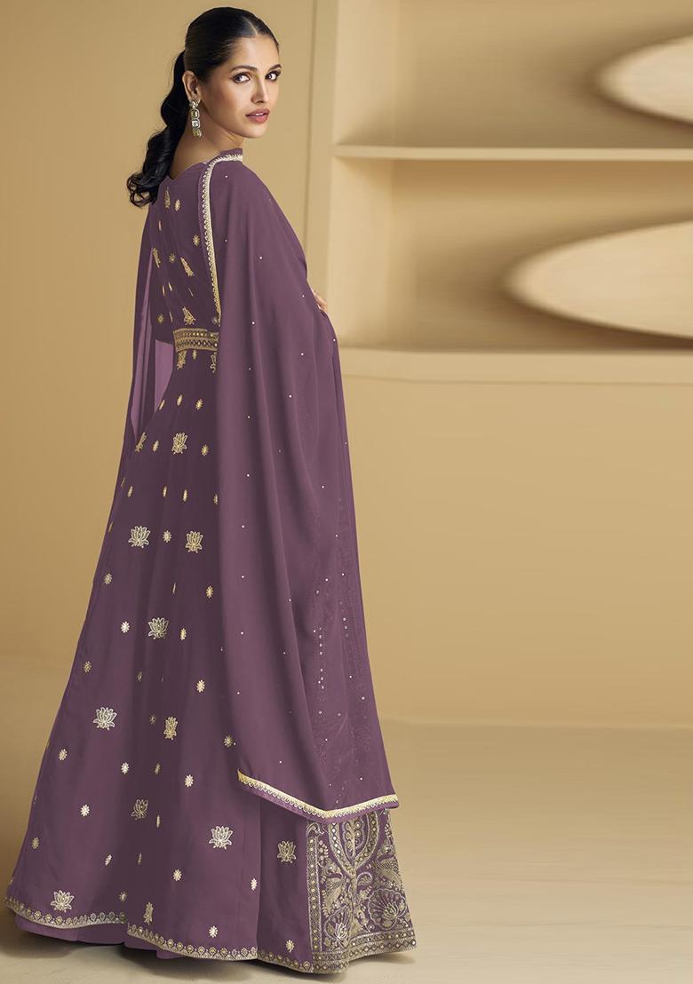 Mauve Embroidered Georgette Anarkali set