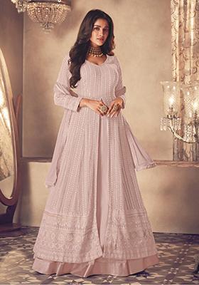 Light Pink Embroidered Georgette Anarkali set