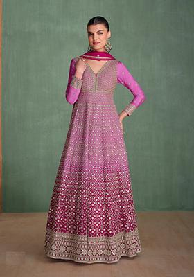 Violet Embroidered Georgette Anarkali set