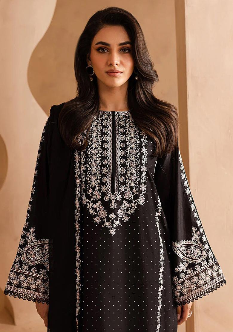 Black Embroidered Chinnon Salwar Kameez