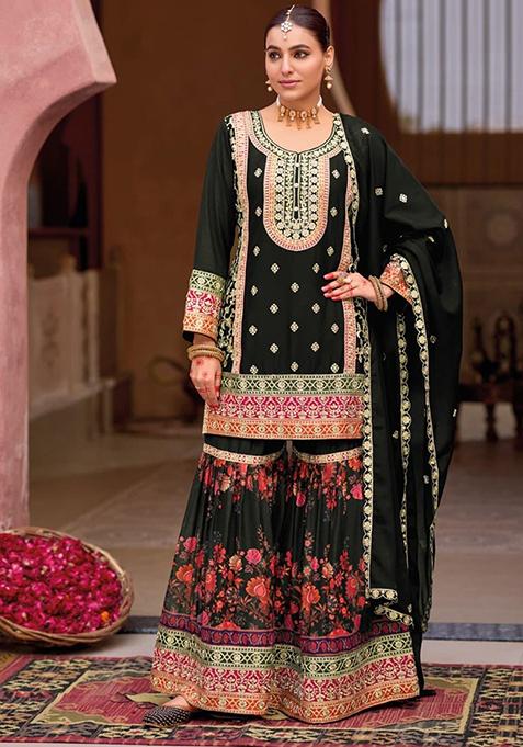Black Embroidered Silk Salwar Kameez
