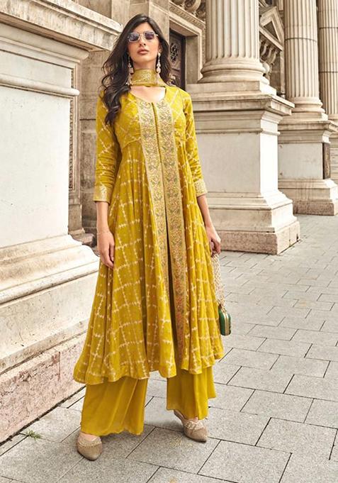 Yellow Embroidered Viscose  Salwar Kameez