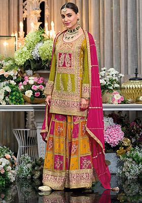 Mehendi Green Embroidered Silk Salwar Kameez