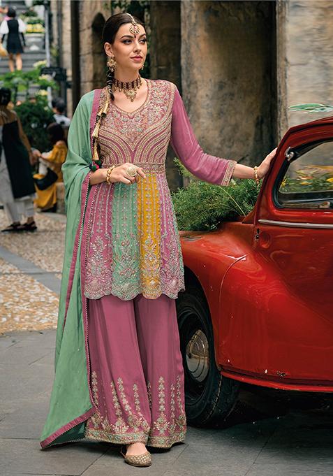 Pink Embroidered Silk Salwar Kameez