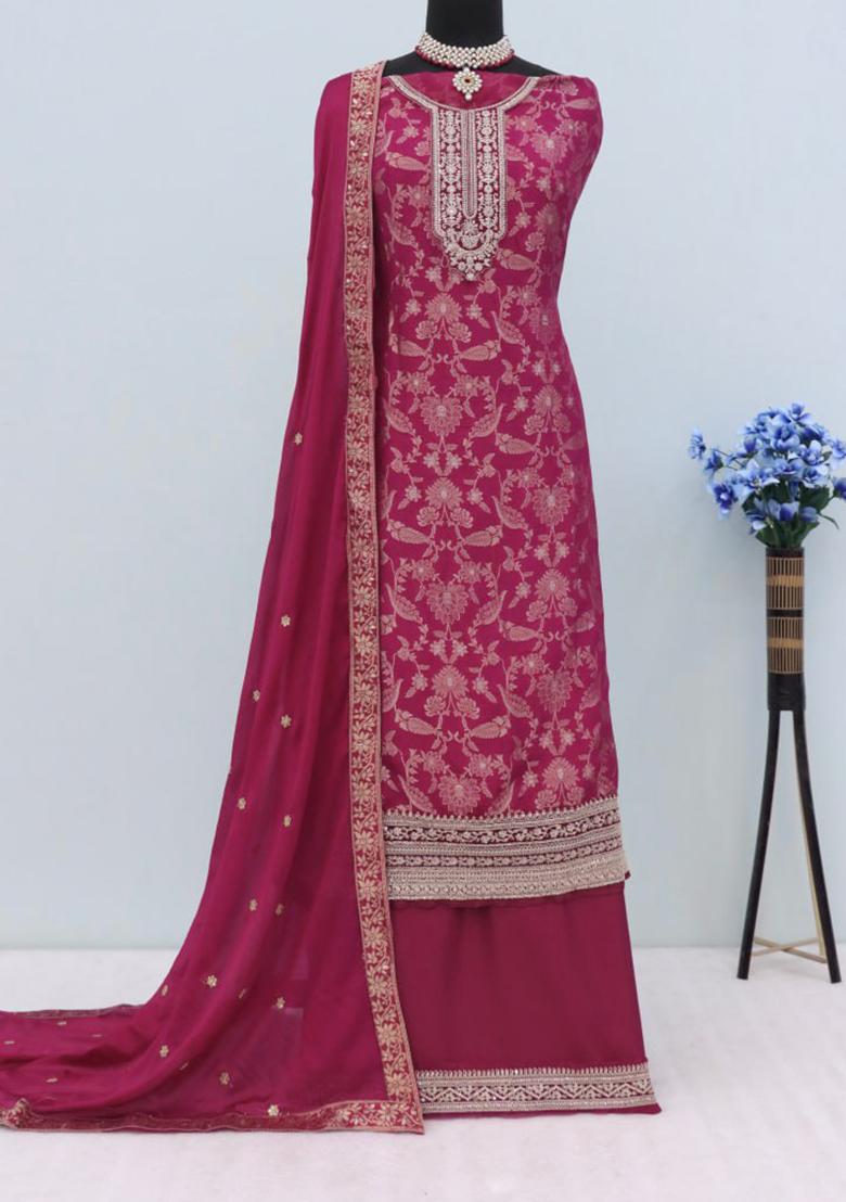 Purple Embroidered Silk Salwar Kameez