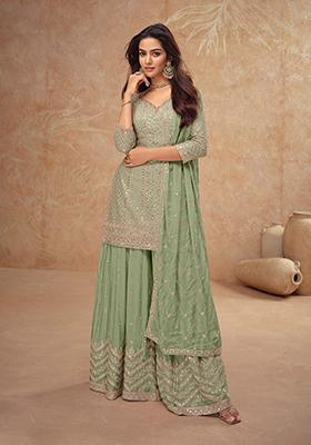 Light Green Embroidered Silk Salwar Kameez