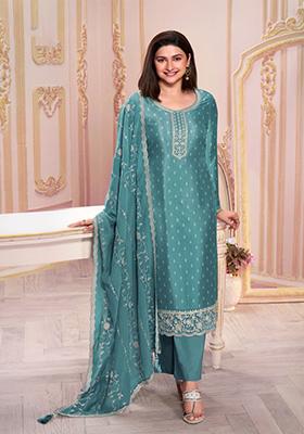 Blue Embroidered Silk Salwar Kameez