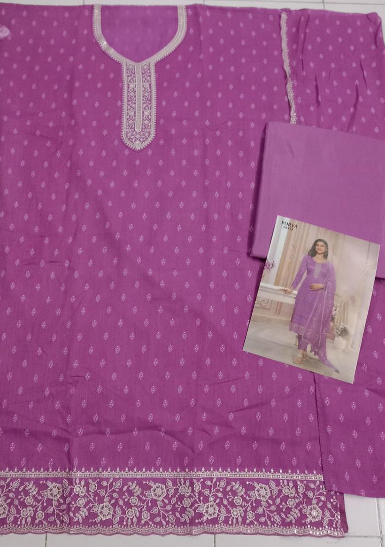 Purple Embroidered Silk Salwar Kameez