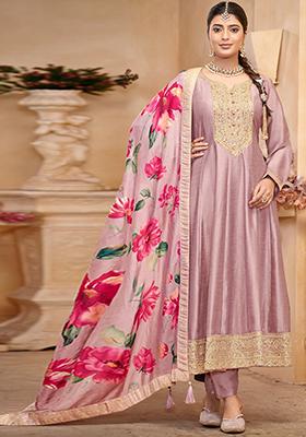 Light Lavender Embroidered Silk Salwar Kameez