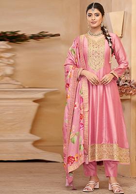 Light Pink Embroidered Silk Salwar Kameez