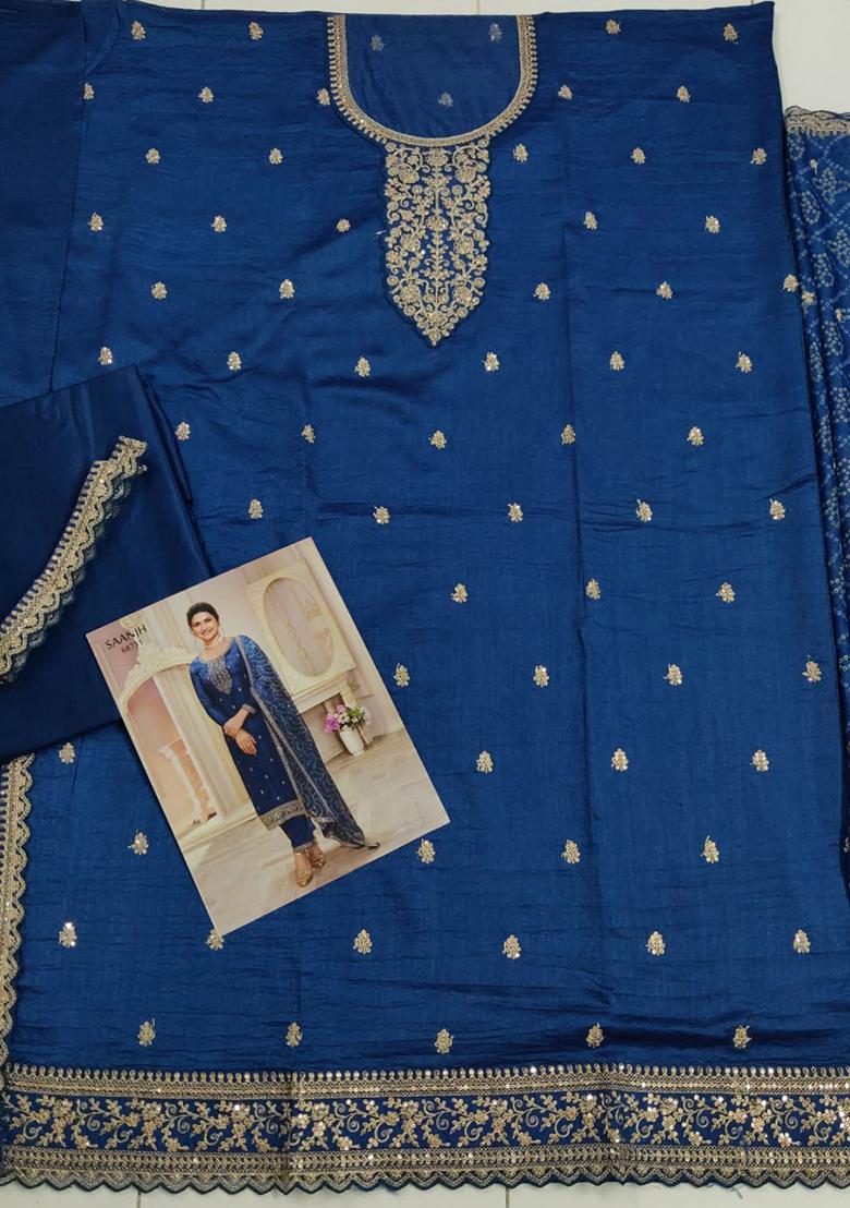 Blue Embroidered Georgette Anarkali set