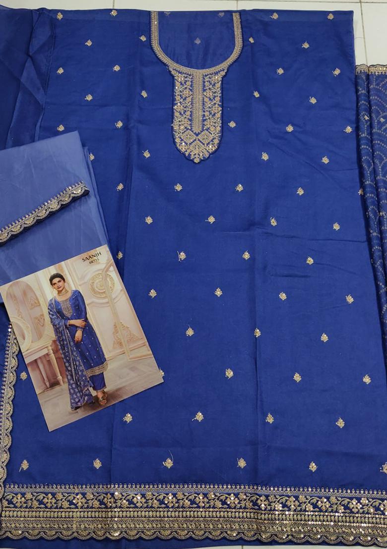 Light Blue Embroidered Georgette Anarkali set