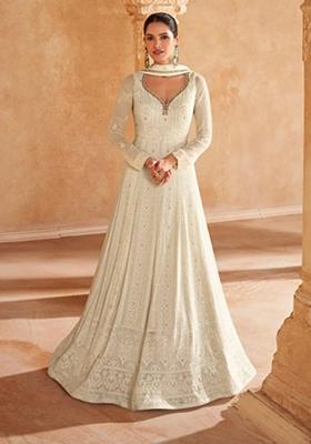 White Embroidered Georgette Anarkali Set