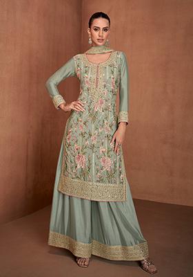 Light Green Embroidered Georgette Salwar Kameez