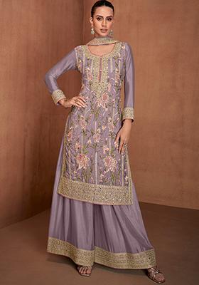 Light Lavender Embroidered Georgette Salwar Kameez